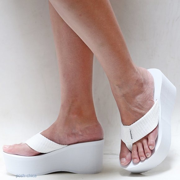 white foam platform sandals